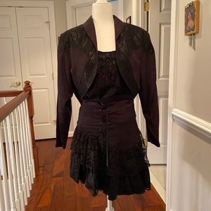 Vintage 3 piece lace / satin women’s ‘80s suit.  Perfect for witch,costume